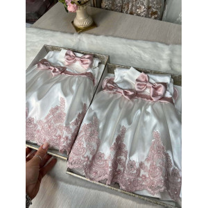 Платье для новорожденных молочное-пудра