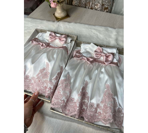 Платье для новорожденных молочное-пудра