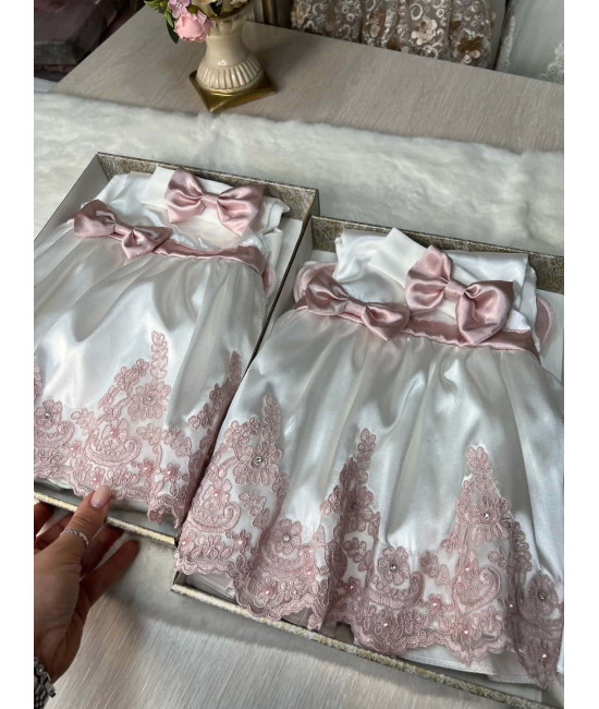 Платье для новорожденных молочное-пудра