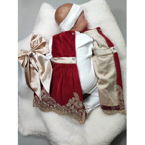 Платье для новорожденных Лея бархат бордо