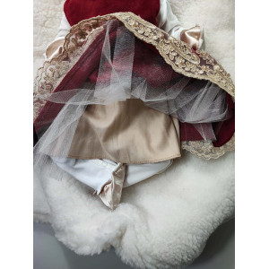 Платье для новорожденных Лея бархат бордо