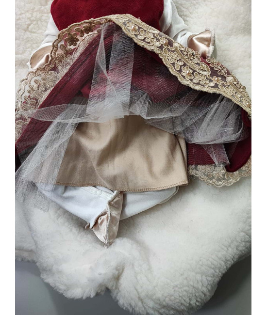 Платье для новорожденных Лея бархат бордо