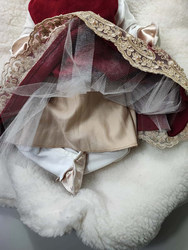 Платье для новорожденных Лея бархат бордо