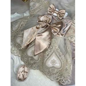 Платье для новорожденных Людовика бархат какао