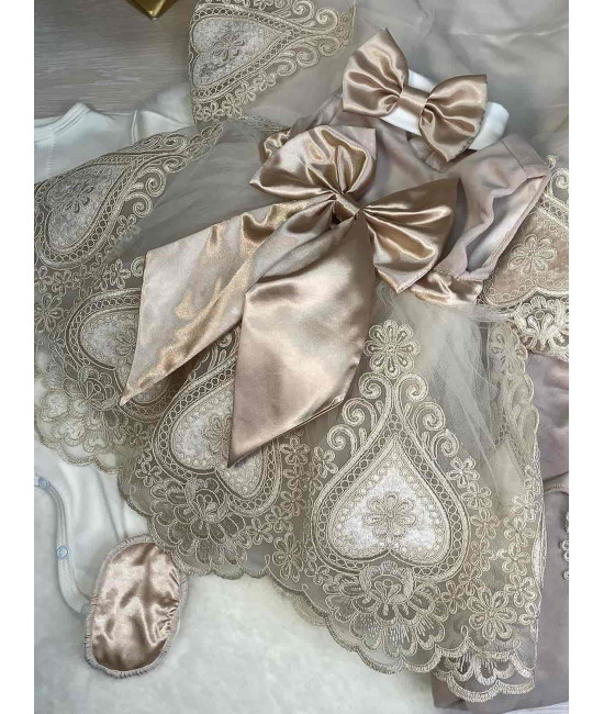 Платье для новорожденных Людовика бархат какао