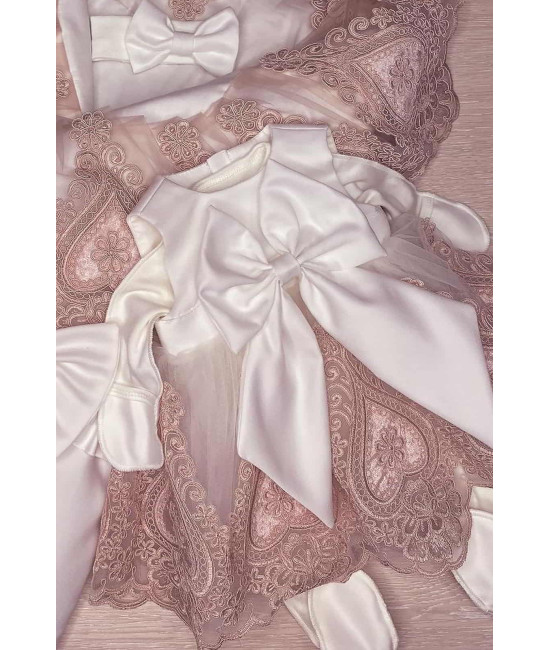 Платье для новорожденных Людовика молочный-пудра