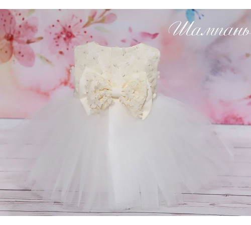 Платье для новорожденных Мальвина шампань