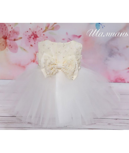 Платье для новорожденных Мальвина шампань