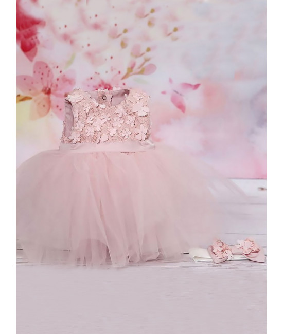 Платье для новорожденных Мальвина пудра