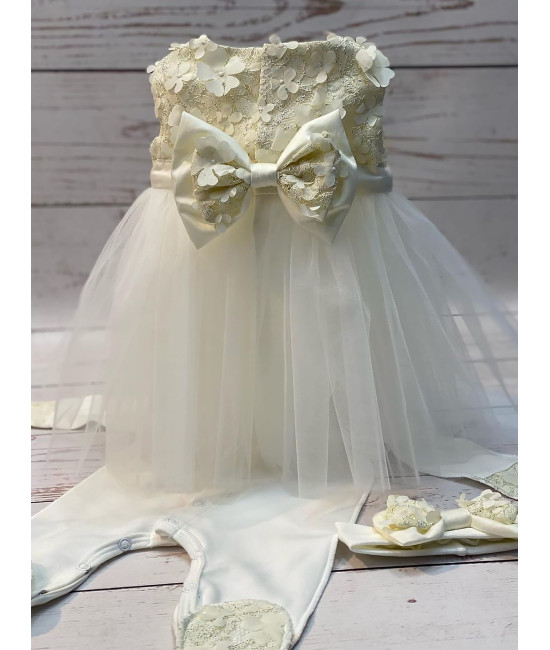 Платье для новорожденных Мальвина шампань