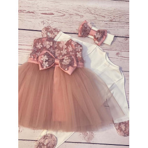 Платье для новорожденных Мальвина пудра