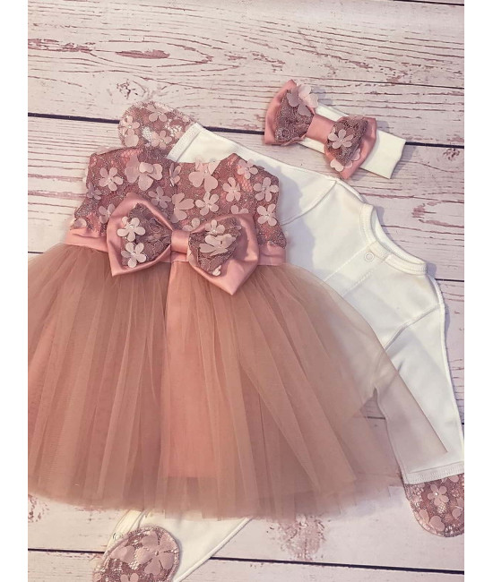 Платье для новорожденных Мальвина пудра