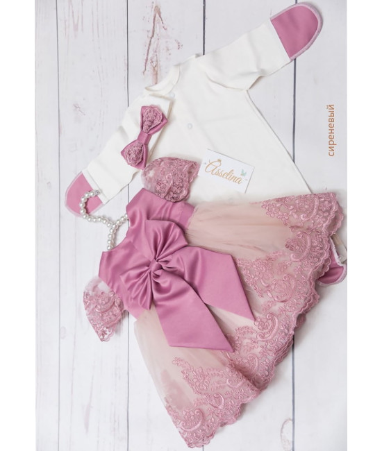 Платье для новорожденных Маркиза сиреневый