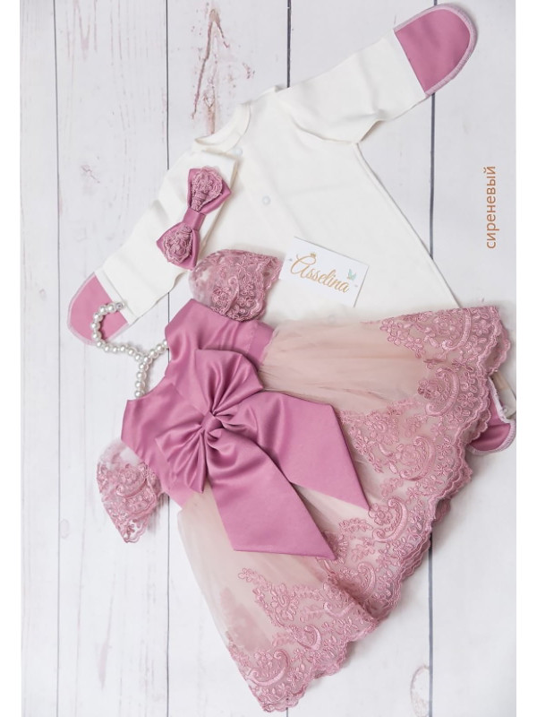 Платье с повязкой Маркиза сиреневый