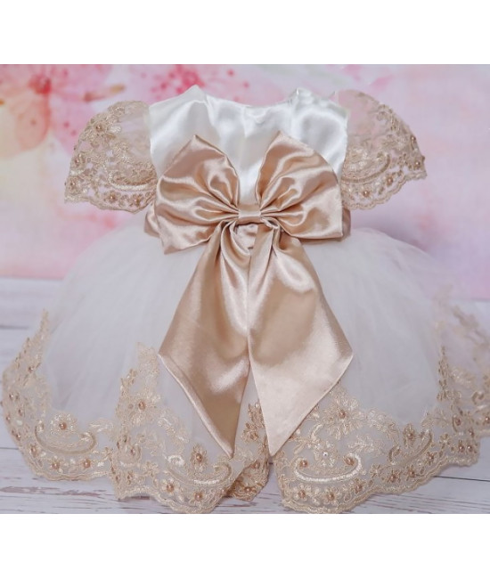 Платье для новорожденных Маркиза молочный-какао