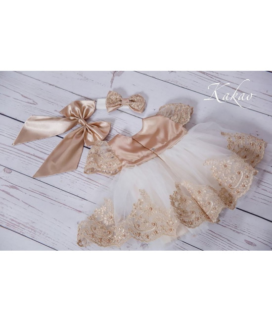 Платье для новорожденных Маркиза какао