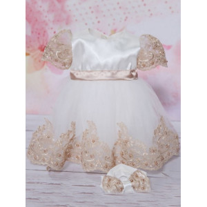 Платье для новорожденных Маркиза молочный-какао