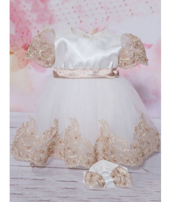 Платье для новорожденных Маркиза молочный-какао