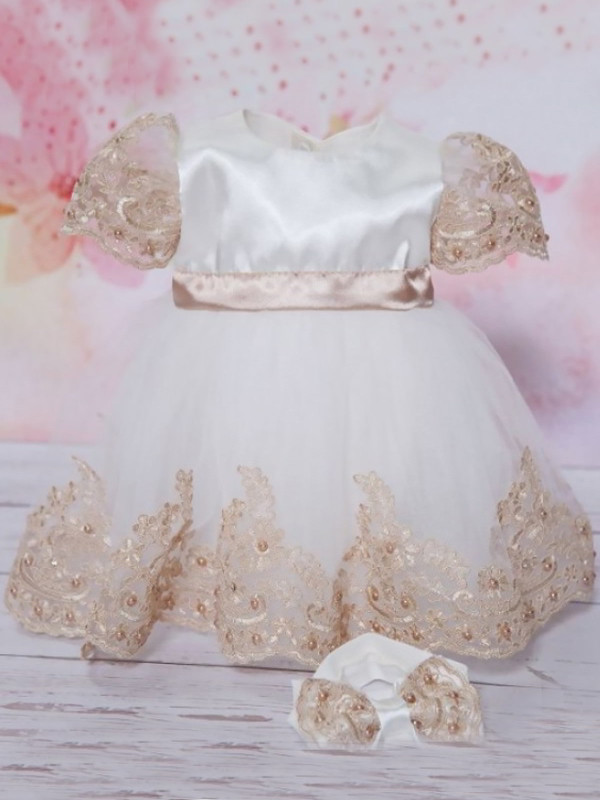 Платье с повязкой Маркиза молочный-какао