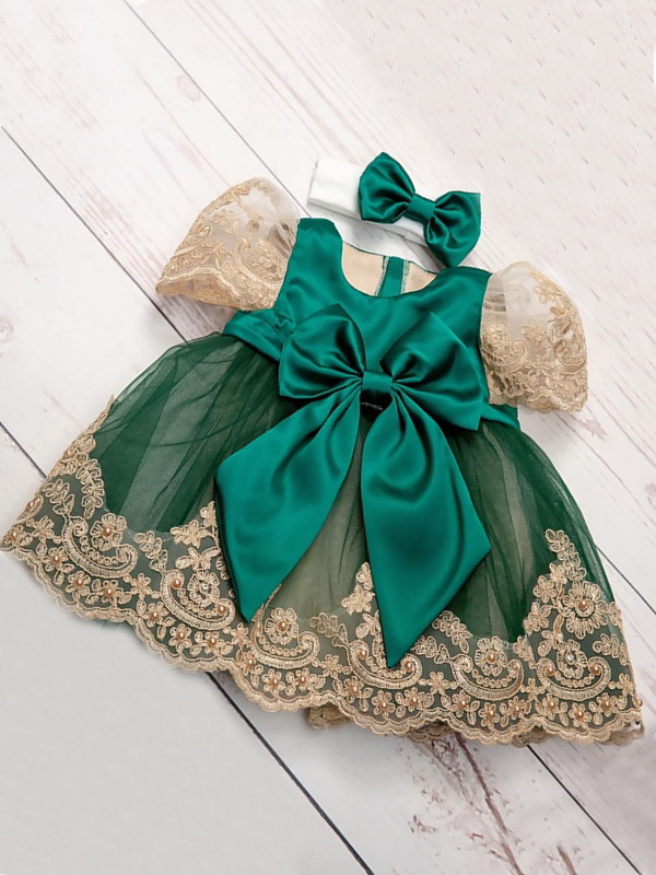 Платье с повязкой Маркиза изумруд