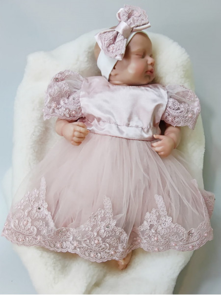 Платье для новорожденных Маркиза пудра