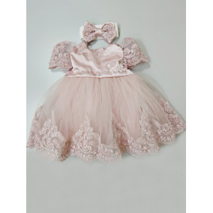 Платье для новорожденных Маркиза пудра