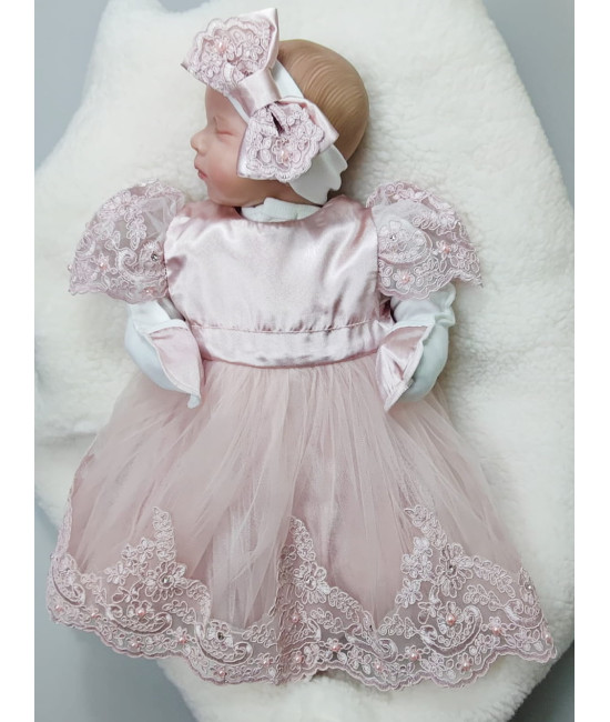 Платье для новорожденных Маркиза пудра