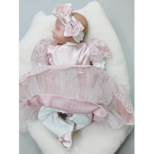 Платье для новорожденных Маркиза пудра