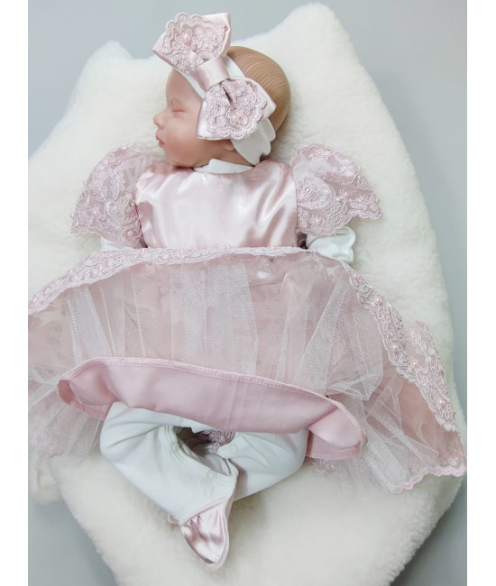 Платье для новорожденных Маркиза пудра
