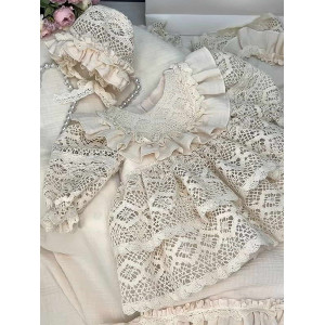 Платье с чепчиком Мелисса крем