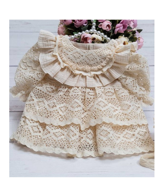 Платье с чепчиком Мелисса крем