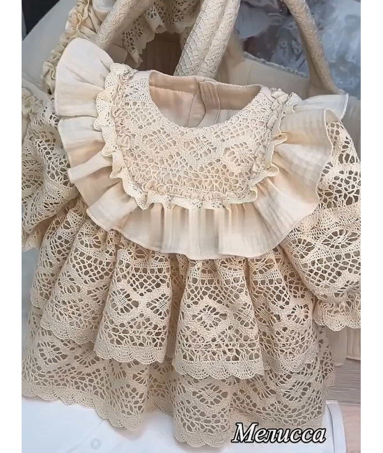 Платье с чепчиком Мелисса крем