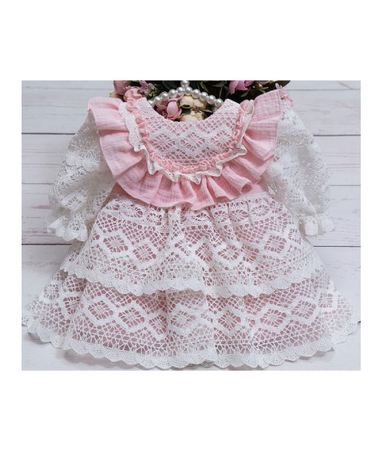 Платье с чепчиком Мелисса розовое