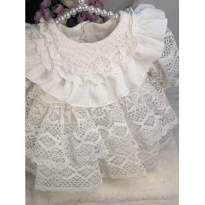 Платье с чепчиком Мелисса молочное