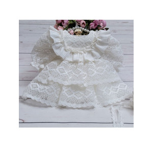 Платье с чепчиком Мелисса молочное