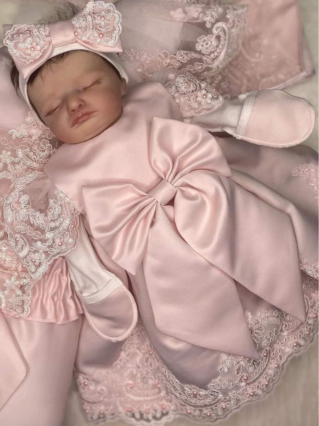 Платье для новорожденных Милана светло-розовое