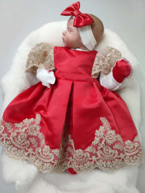 Платье для новорожденных Милана красное