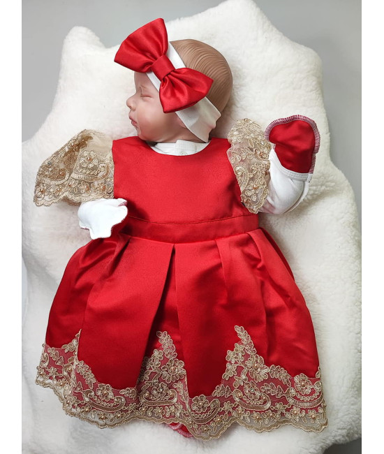 Платье для новорожденных Милана красное