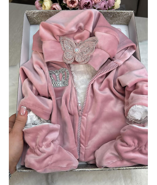 Велюровый комплект Модница пудра