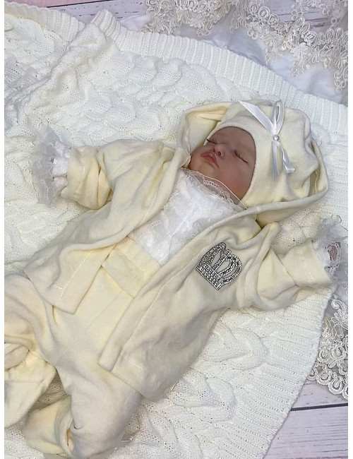 Велюровый комплект для новорождённого Asselina Модница, шампань