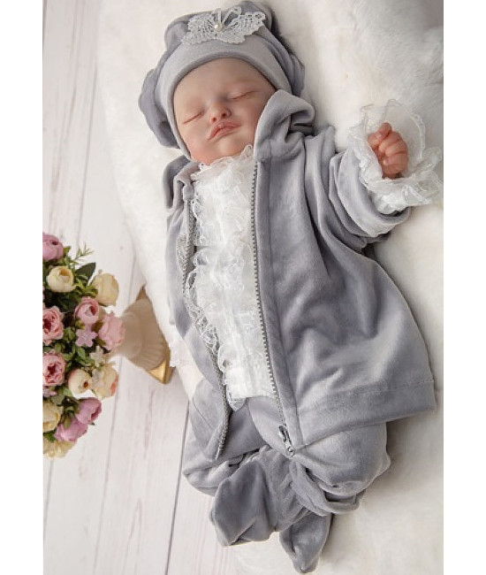 Велюровый комплект Модница серый