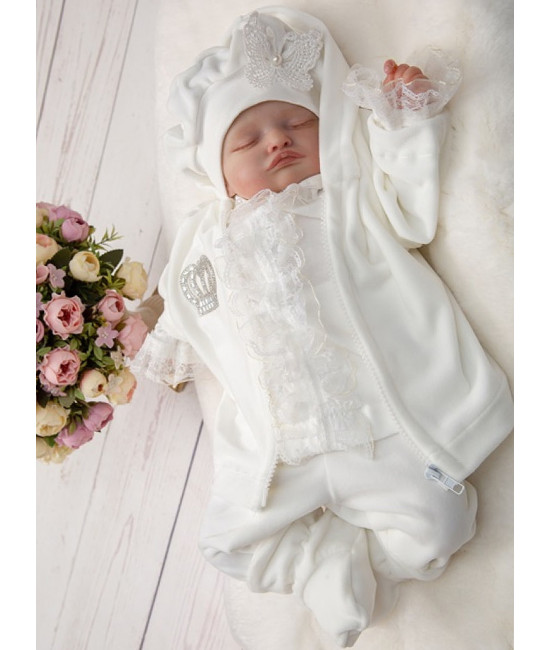 Велюровый комплект Модница молочный