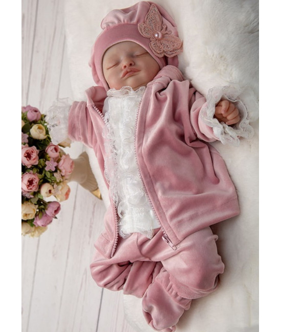 Велюровый комплект Модница пудра