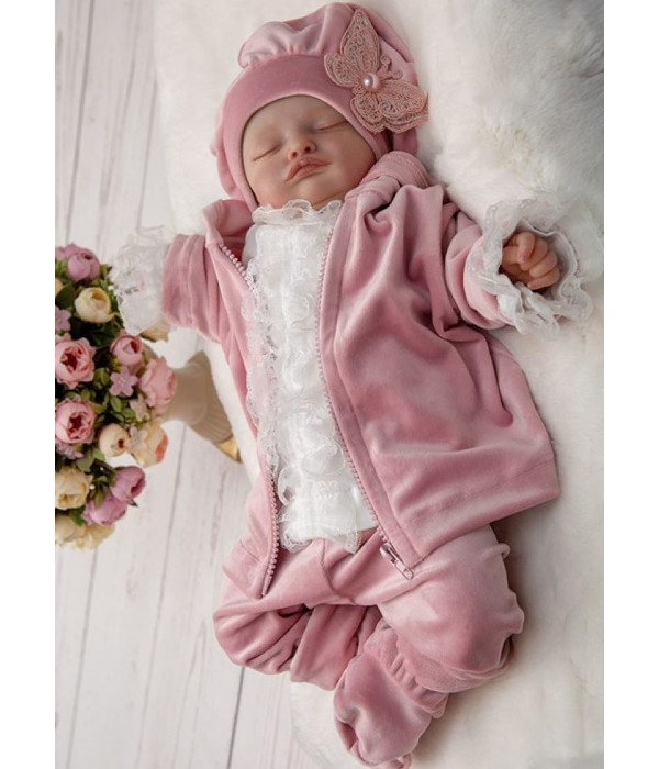 Велюровый комплект Модница пудра