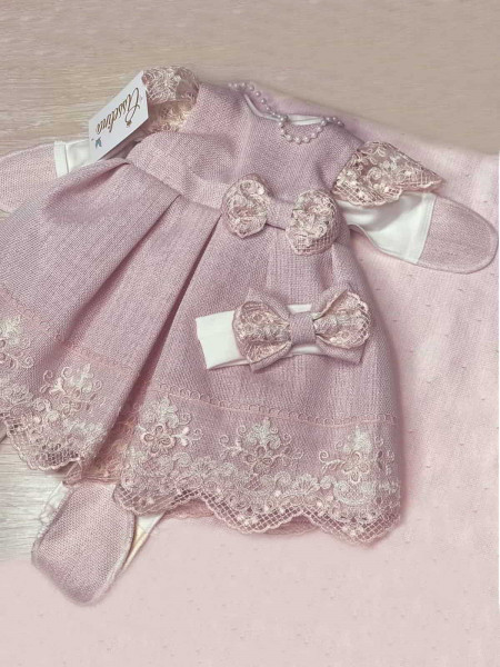 Платье для новорожденных Неаполь пудра