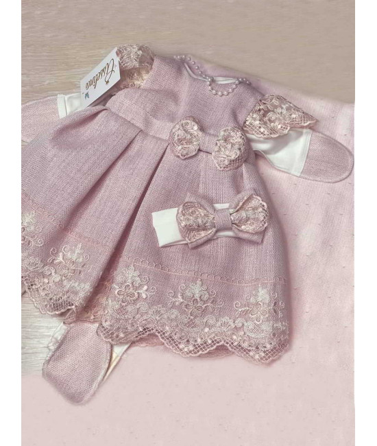 Платье для новорожденных Неаполь пудра