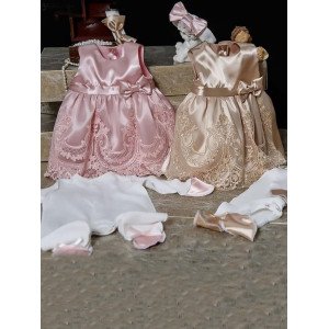 Платье для новорожденных Принцесса пудра и какао