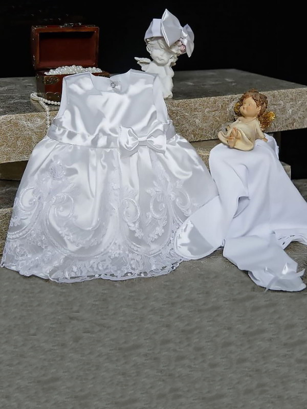 Платье с повязкой и комбинезоном Принцесса белое