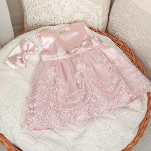 Платье для новорожденных Принцесса пудра и какао