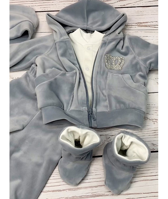 Велюровый комплект Стиляга серый